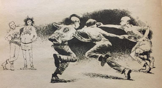 The illustration that accompanies the first appearance of the skinhead characters.